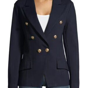 Stylish Navy Double-Breasted Gold Button Blazer by Attitude Unknown